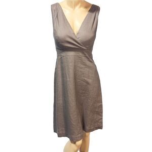 Valerie Bertinelli Women’s Linen Dress Size 4 Sleeveless Knee Length Tan Taupe